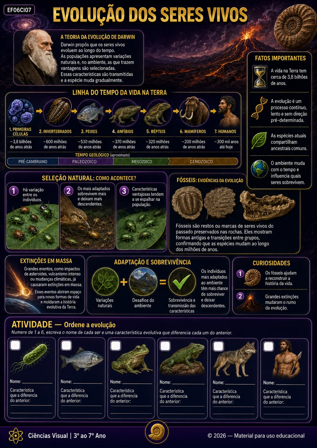 Mapa visual de Ciências: EVOLUÇÃO DOS SERES VIVOS